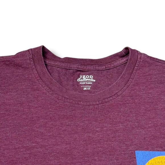 Izod Saltwater Relaxed Long Sleeve Shirt Mens 2X LT Burgundy Dog Sunset Graphic - Picture 7 of 12